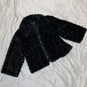 Cejon Jackets & Coats - Cejon Black Fluffy Open Blazer Large Cejon Jackets & Coats - Cejon Black Fluffy Open Blazer Large